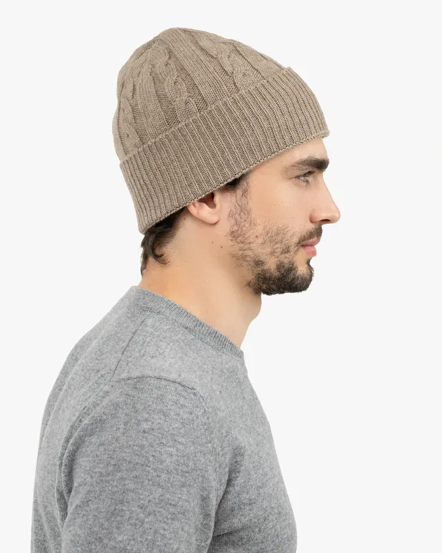 Men's Cable Knit Hat - Taupe