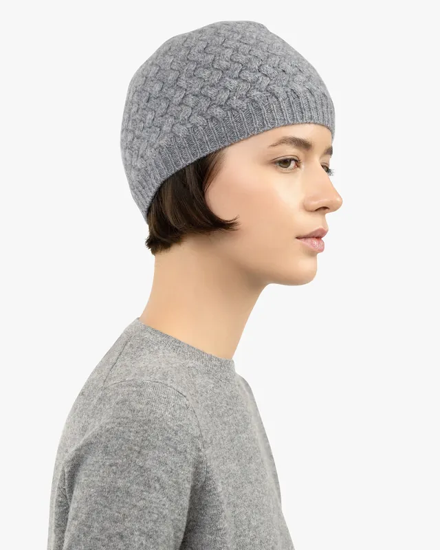 Basket Weave Beanie - Medium Grey