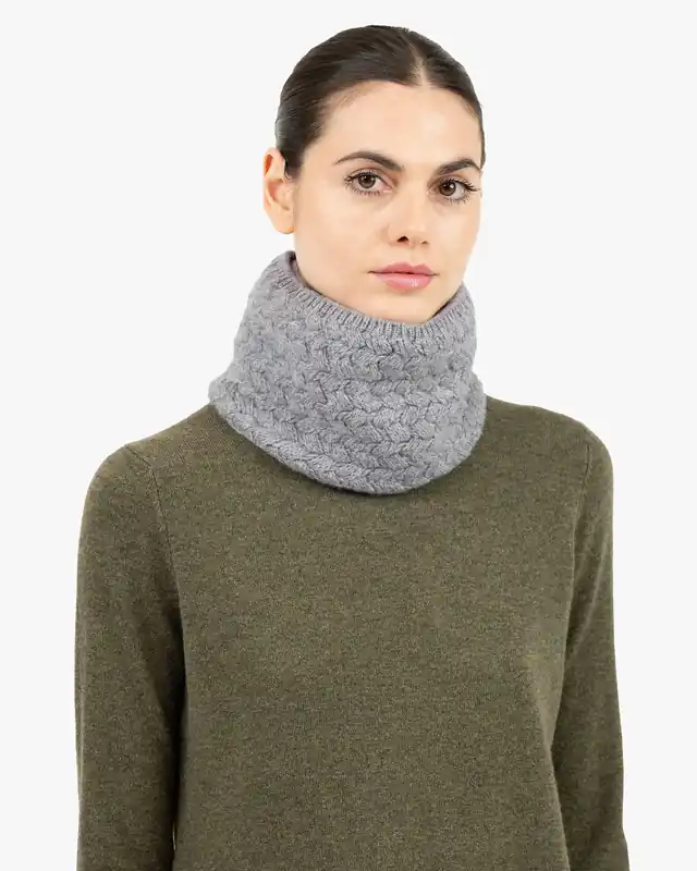Basket Weave Scarf - Medium Grey