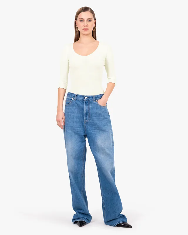 Pleated Scoop Neck Top - White