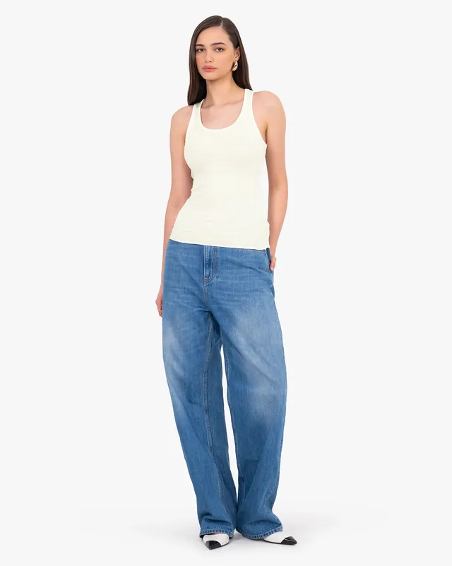 Scoop Neck Pleated Top - White