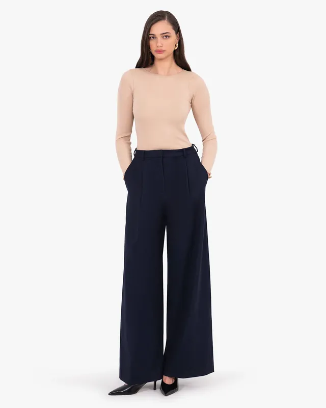 Crew Neck Pleated Top - Blush