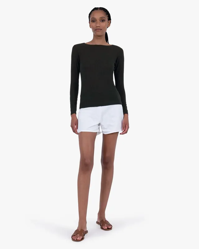 Ultralight Boat Neck Top - Black