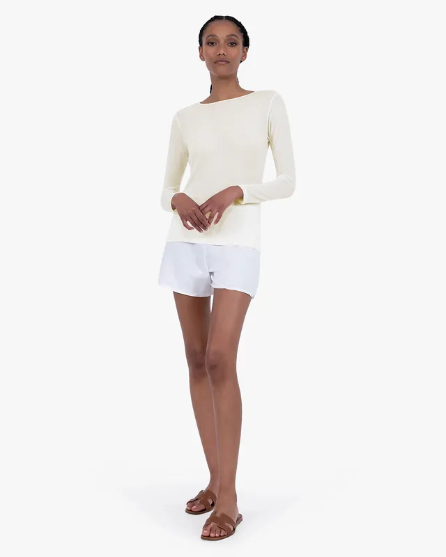 Ultralight Boat Neck Top - White