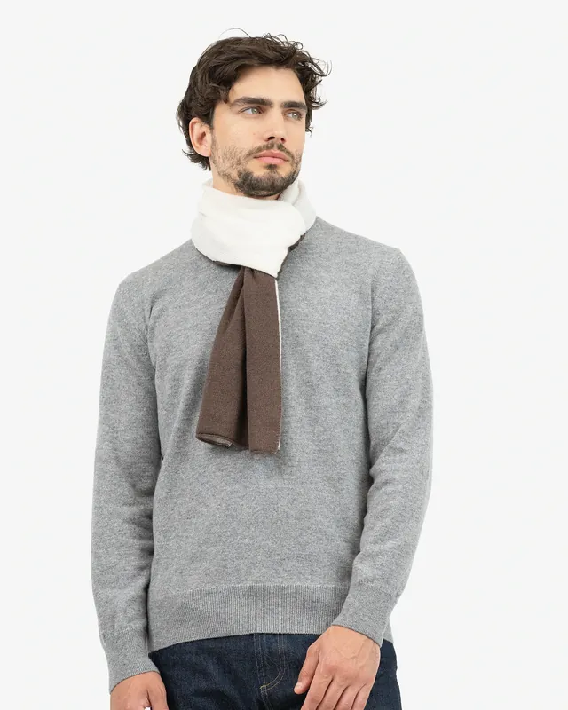 Men's Two-Tone Scarf - Brown