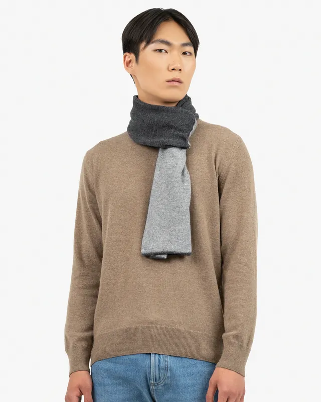 Men's Two-Tone Scarf - Charcoal