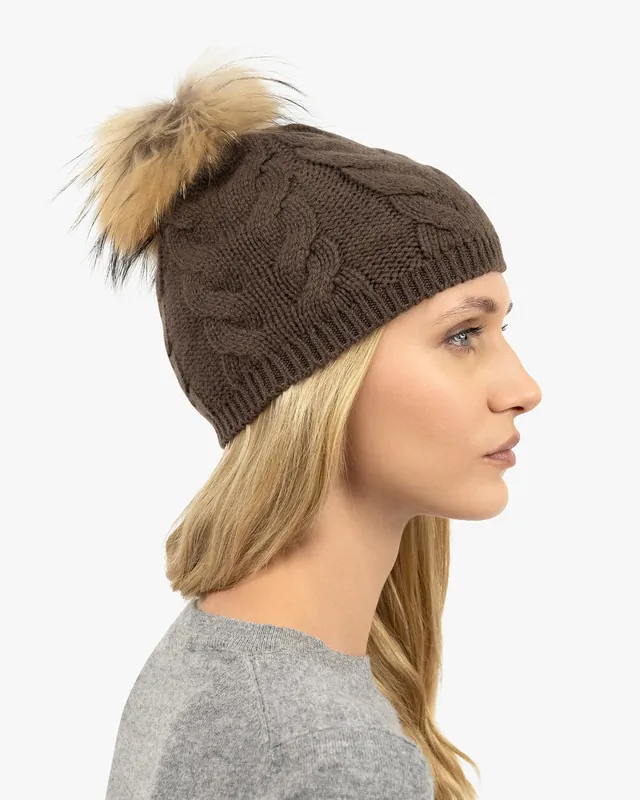 Pom-Pom Hat - Brown