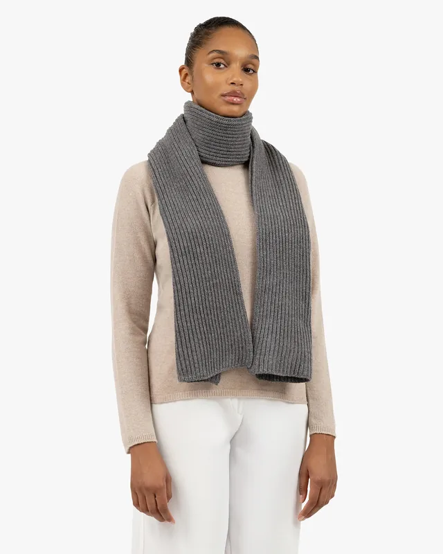 Maxi Ribbed Scarf - Medium Grey