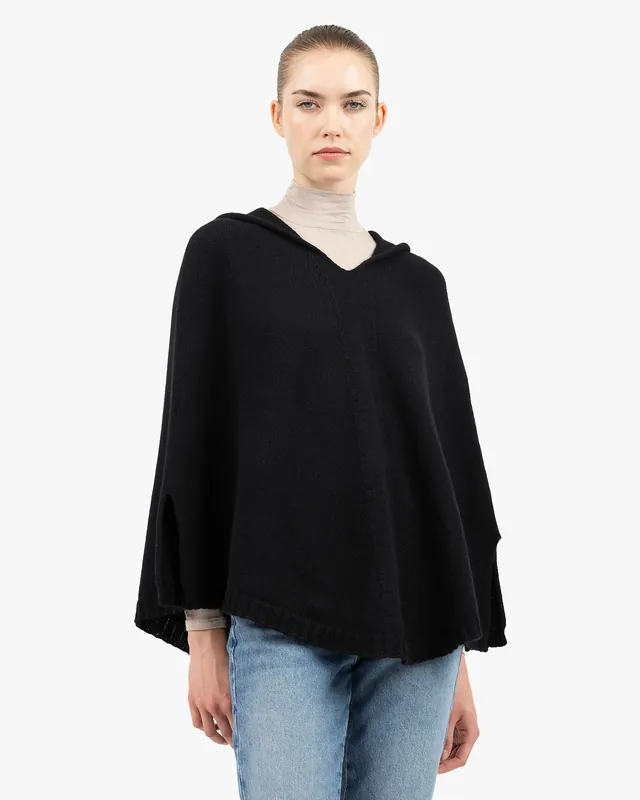 Hoodie Poncho - Black