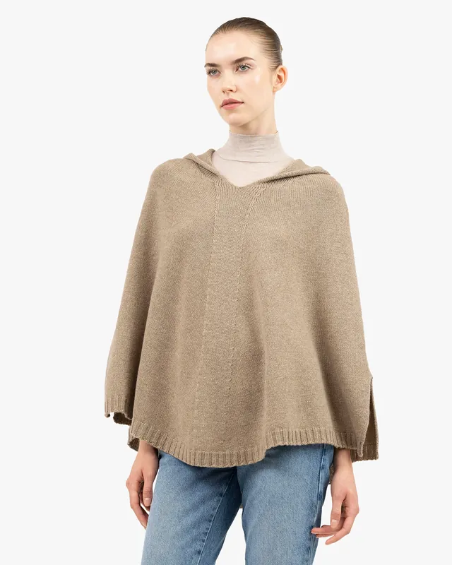 Hoodie Poncho - Taupe