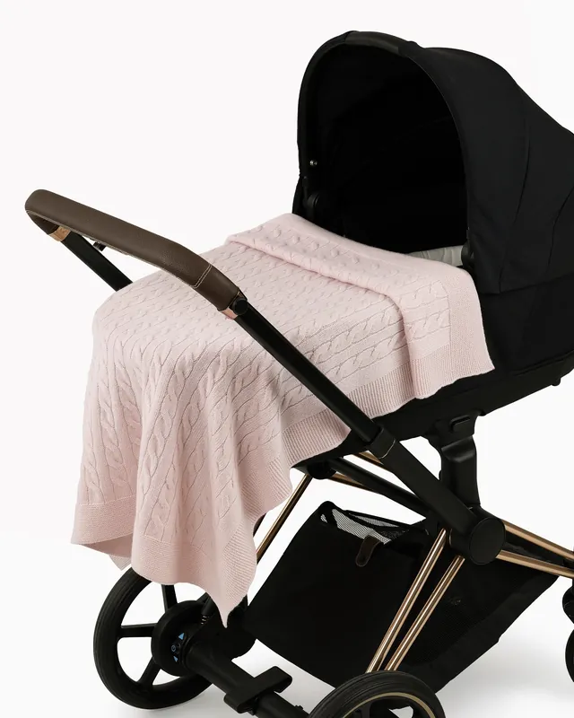 Cable Knit Baby Blanket - Pink
