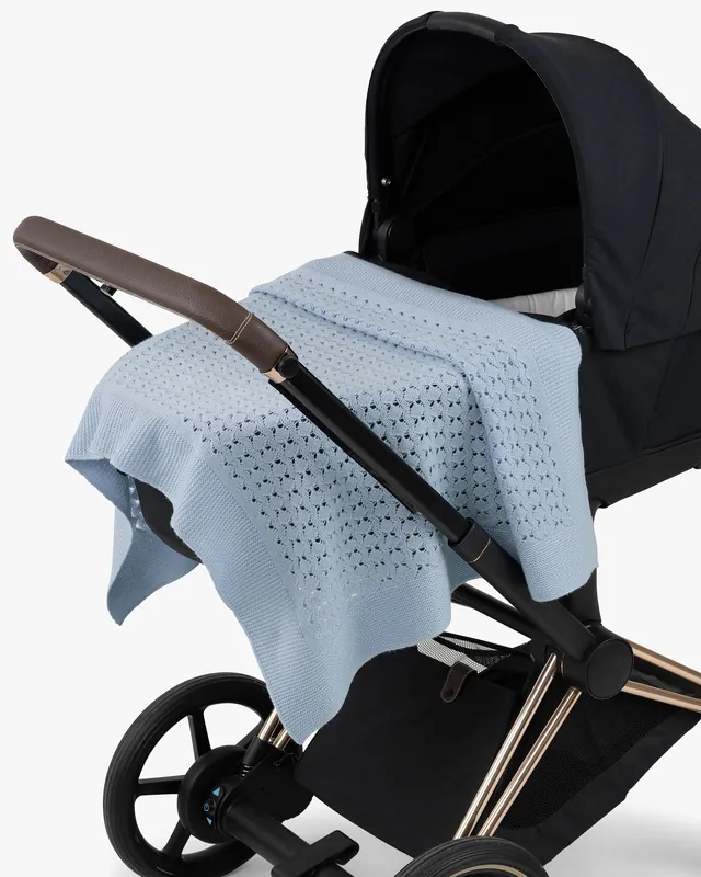 Openwork Baby Blanket - Light Blue