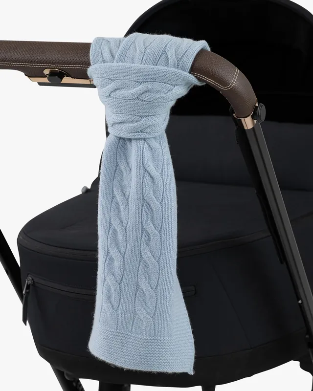 Cable Knit Baby Scarf - Light Blue