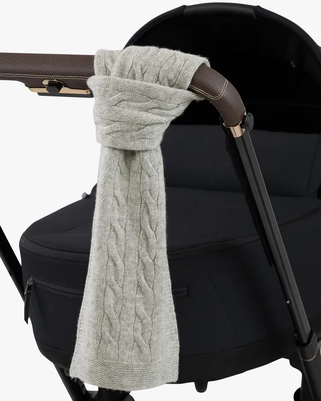Cable Knit Baby Scarf - Light Grey