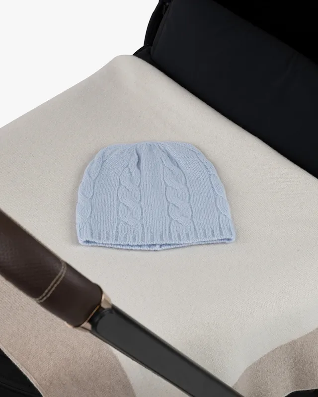 Cable Knit Baby Hat - Light Blue