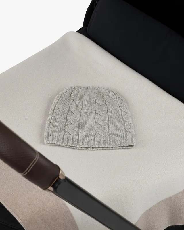 Cable Knit Baby Hat - Light Grey