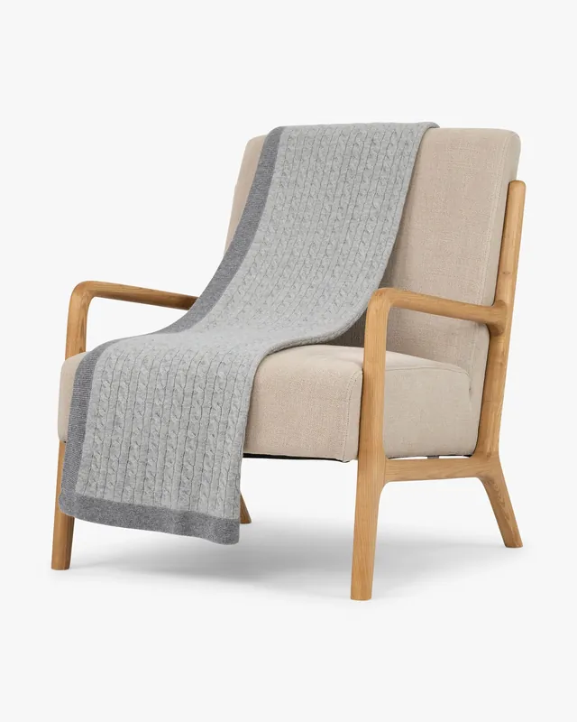 Sunday Cable Knit Throw - Light Grey