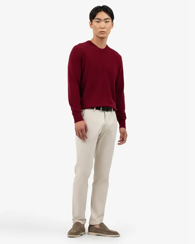 Men's Classic Crew Neck Sweater - Bordeaux