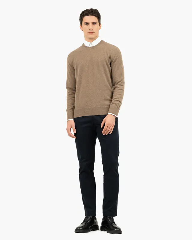 Men's Classic Crew Neck Sweater - Light Brown