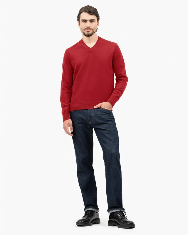 Men's Classic V-Neck Sweater - Red