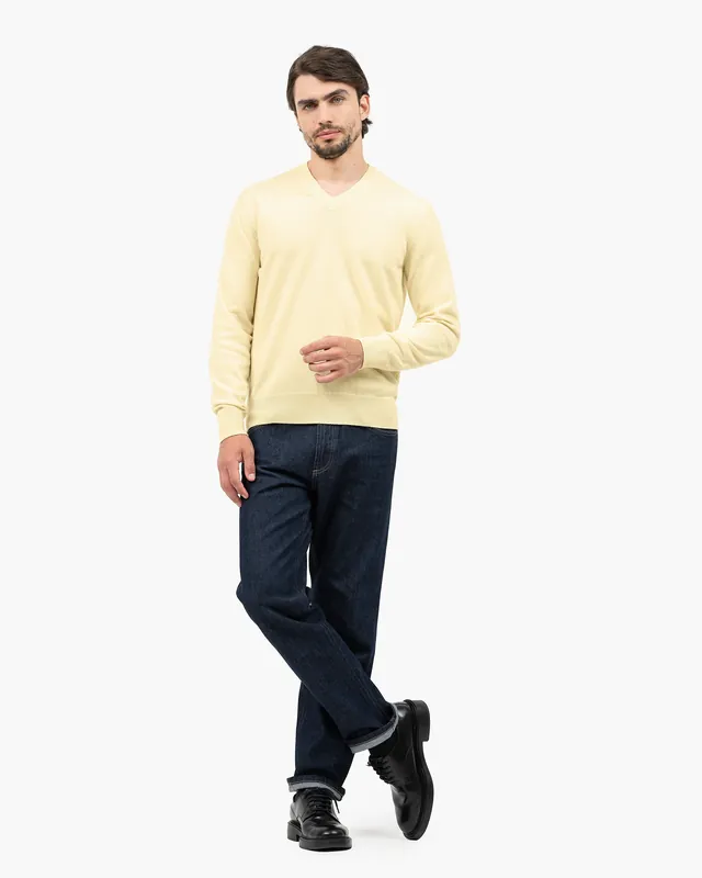 Men's Classic V-Neck Sweater - Yellow