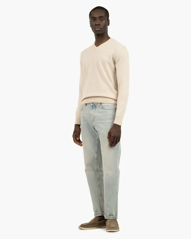 Men's Classic V-Neck Sweater - Light Beige
