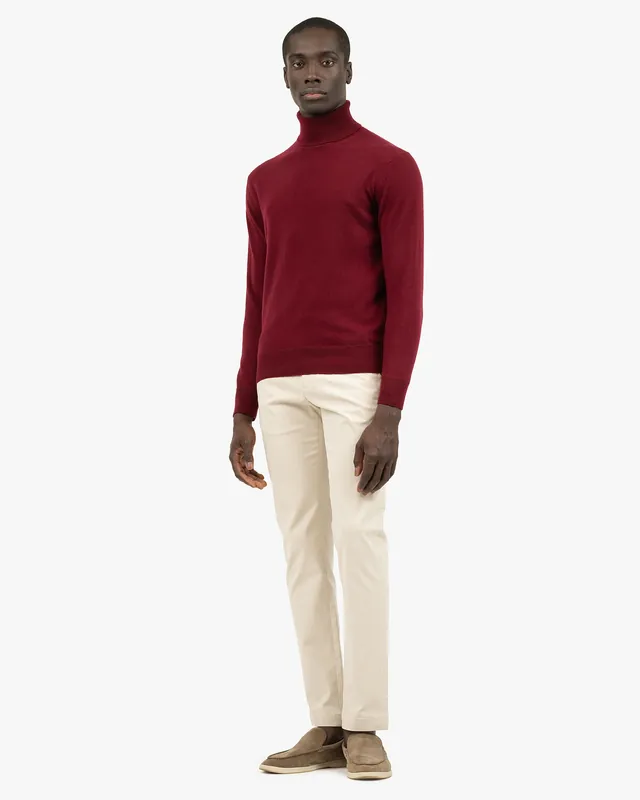 Men's Classic Turtleneck Sweater - Bordeaux
