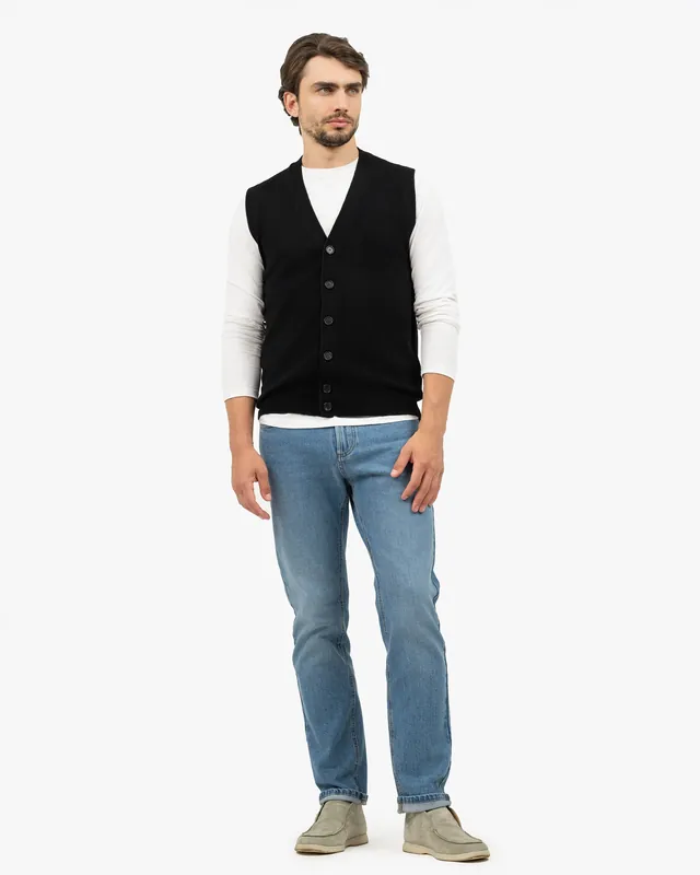 Men's Classic Cardigan Vest - Black