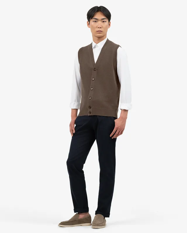 Men's Classic Cardigan Vest - Brown