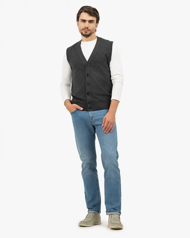 Men's Classic Cardigan Vest - Charcoal