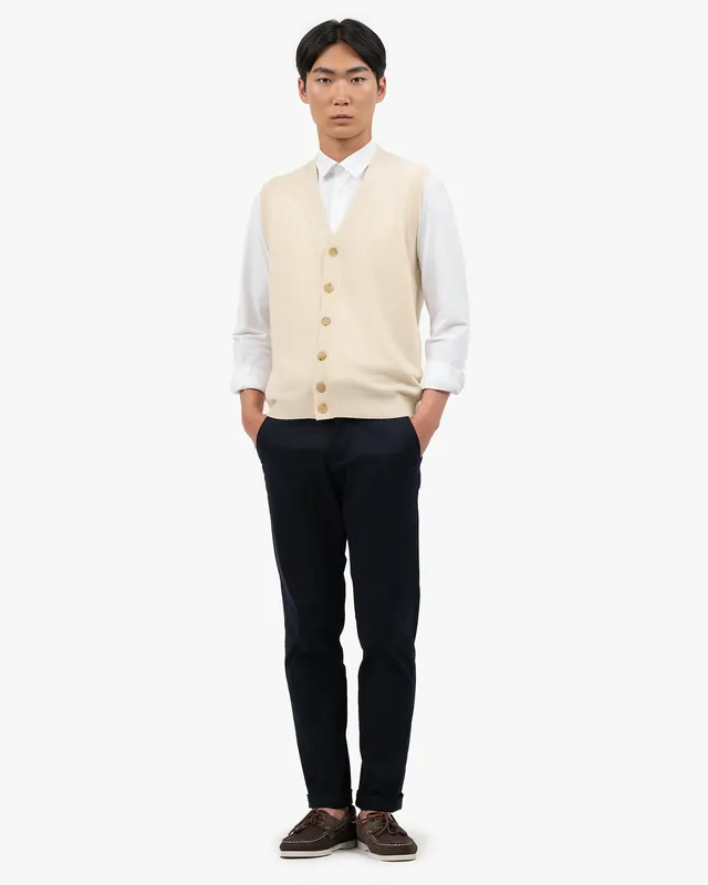 Men's Classic Cardigan Vest - Light Beige