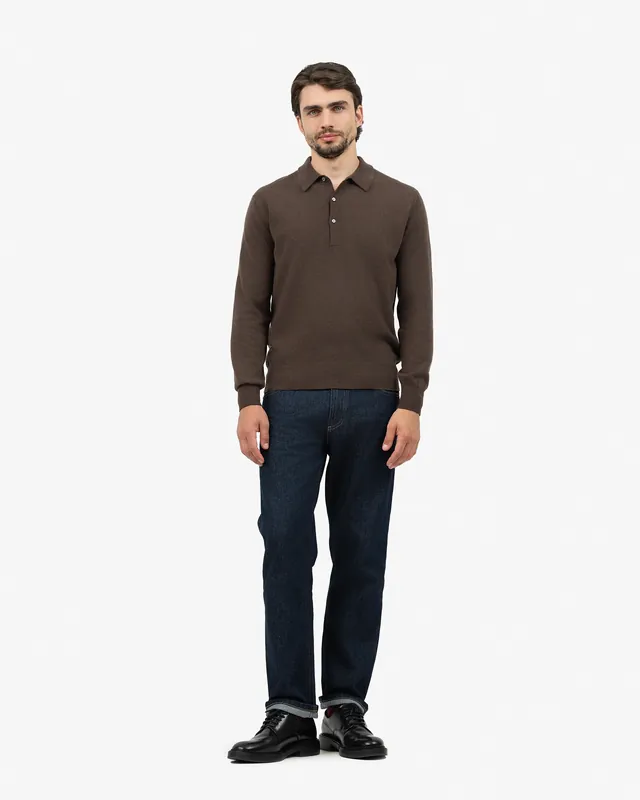 Men's Classic Polo Sweater - Brown
