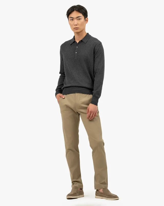 Men's Classic Polo Sweater - Charcoal