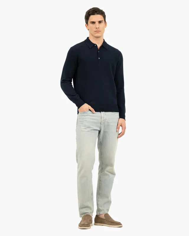 Men's Classic Polo Sweater - Night Blue