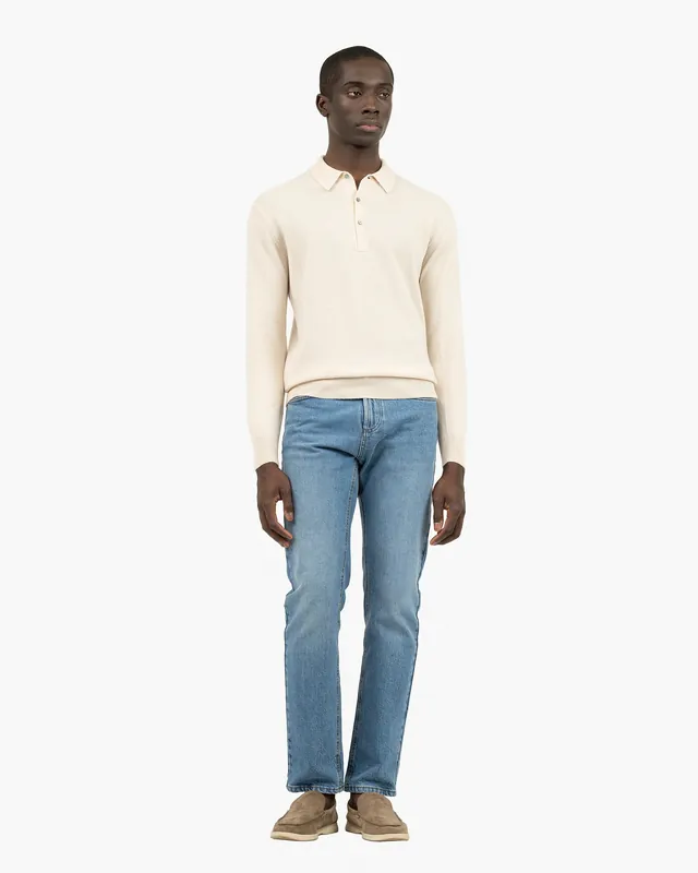 Men's Classic Polo Sweater - Light Beige