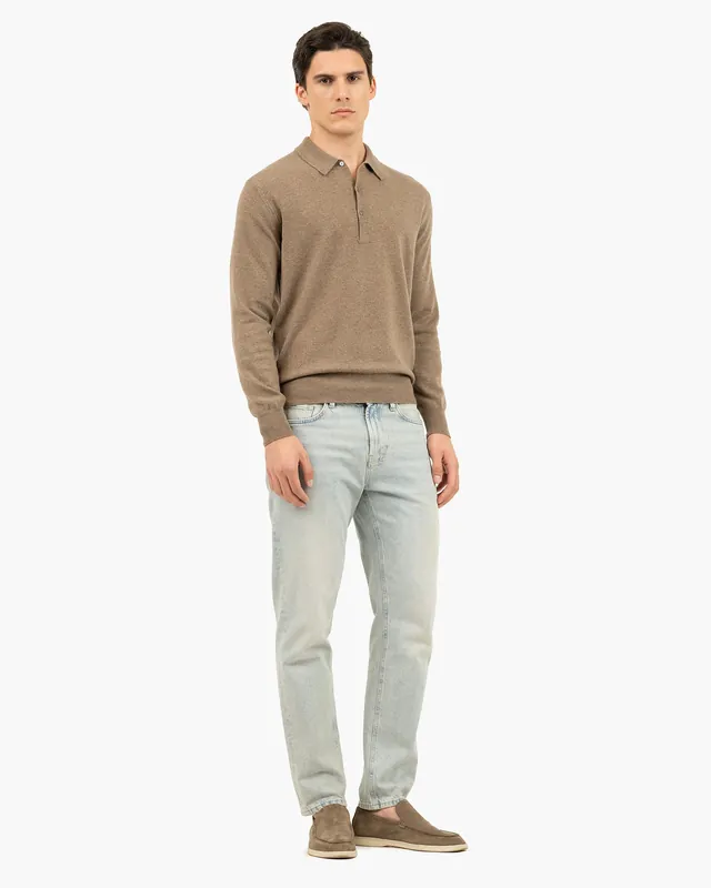 Men's Classic Polo Sweater - Light Brown