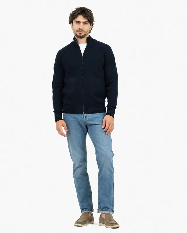 Men's Ampezzo Zip Cardigan - Night Blue