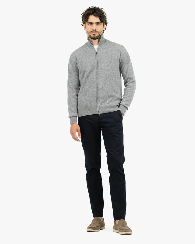 Men's Classic Zip Cardigan - Medium Grey