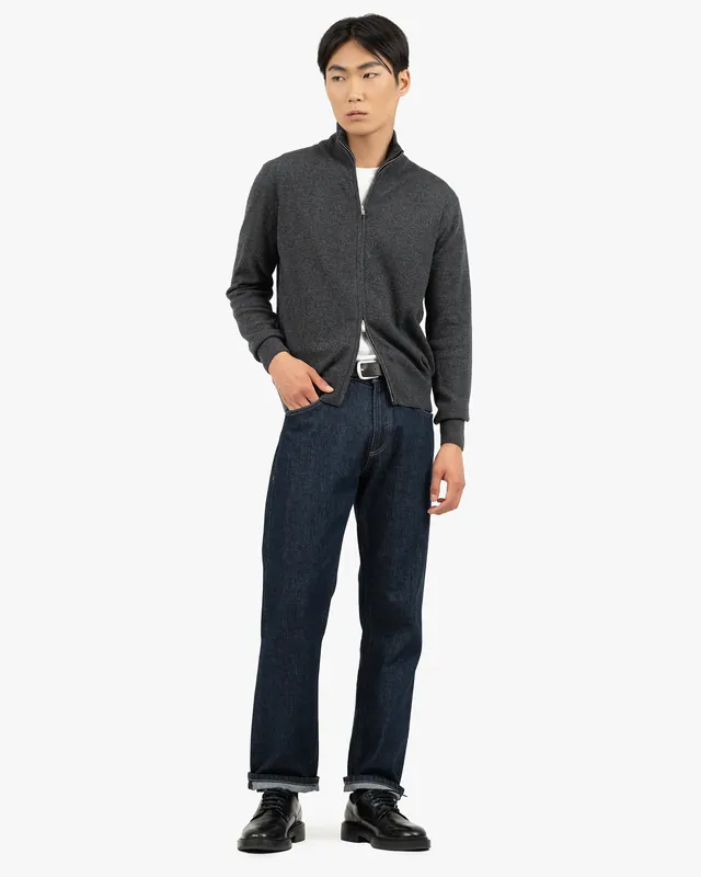 Men's Classic Zip Cardigan - Charcoal
