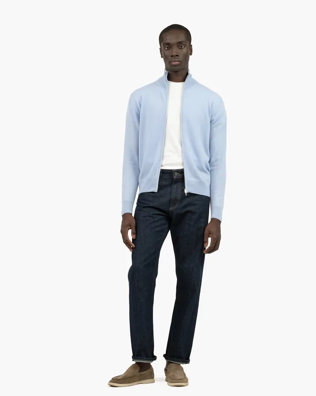 Men's Classic Zip Cardigan - Light Blue