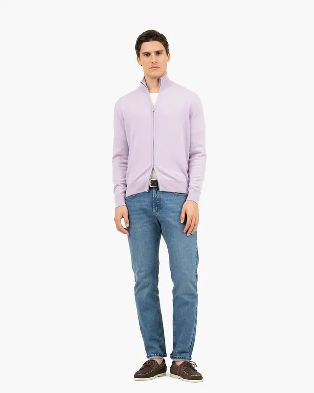 Men's Classic Zip Cardigan - Lilac