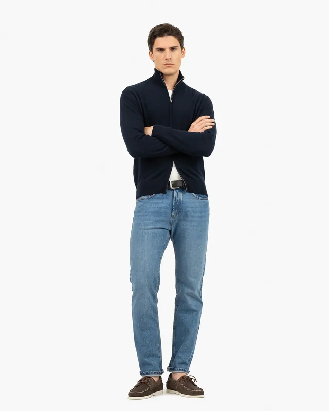 Men's Classic Zip Cardigan - Night Blue