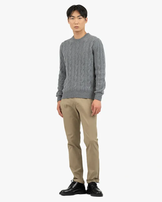 Men's Faloria Cable Crew Neck - Grey