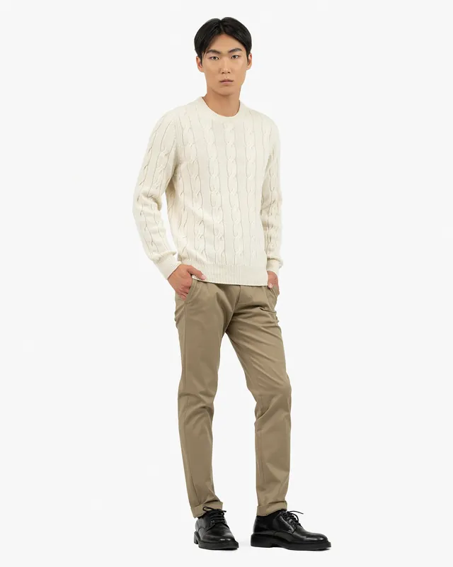 Men's Faloria Cable Crew Neck - White