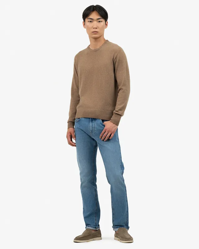 Men's Saxon Crew Neck Sweater - Hazelnut