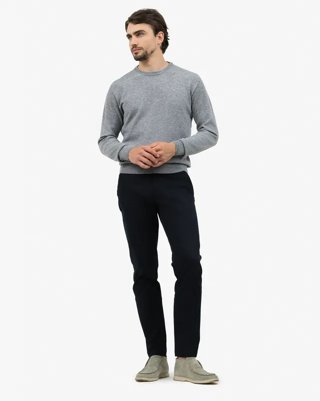 Men's Saxon Crew Neck Sweater - Medium Grey