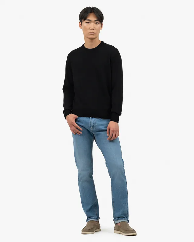 Men's Saxon Crew Neck Sweater - Black