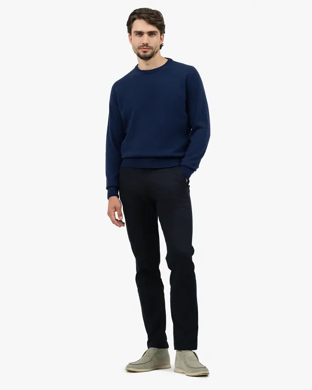 Men's Saxon Crew Neck Sweater - Blue