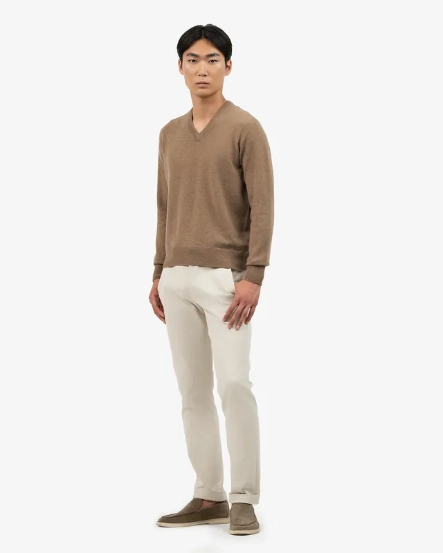 Men's Saxon V-Neck Sweater - Hazelnut