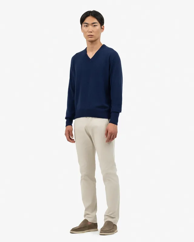 Men's Saxon V-Neck Sweater - Blue